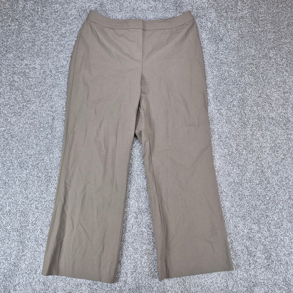 Lafayette 148 Wool Pants Women 8 Brown Wide Leg Menswear Quiet Luxury Career